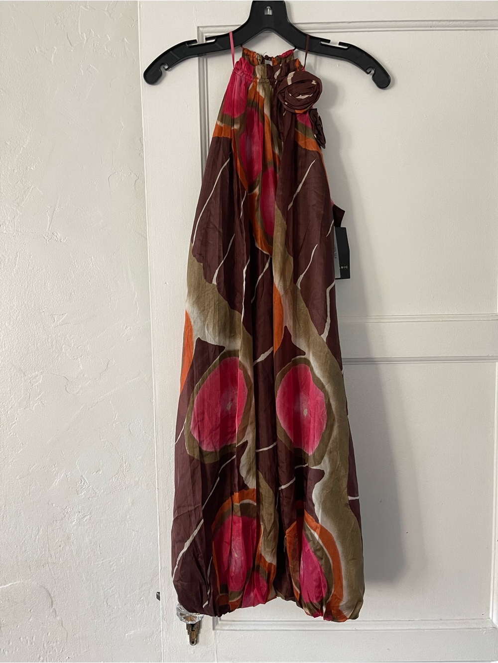Zara Brown and Pink Floral Halter Maxi Dress